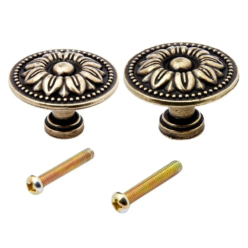 Single Hole Retro Drawer Pulls Knob Antique Bronze Furniture Knobs and Handles Kitchen Cabinets Cupboard Door Handle 32/36mm 1Pc furniture knobs