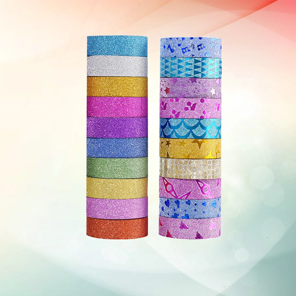 

20 Rolls Gold Decor Adhesive Tapes Christmas Glitter Stickers Paper DIY Label Craft