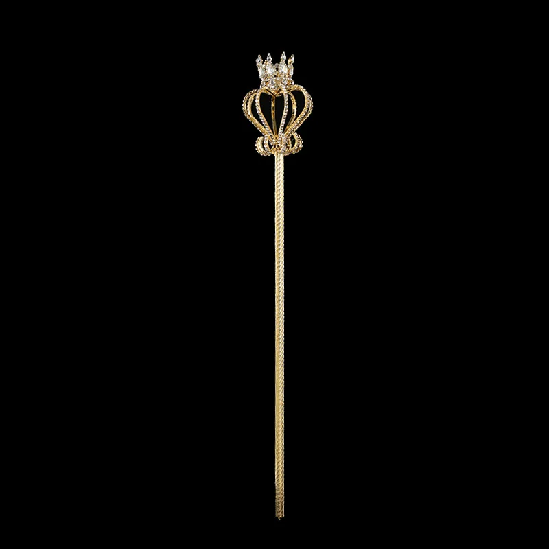 Cetro de cristal dourado e prateado tiara coroa para casamento_voghion.com