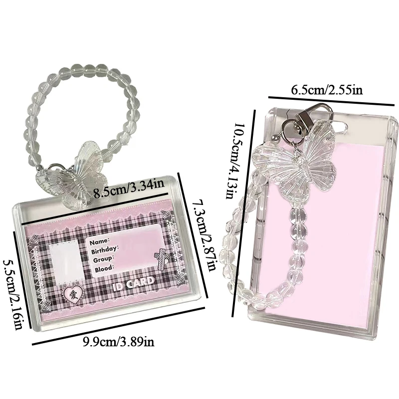 Crystal Butterfly 3 Inch Acrylic Card Holder Photocards Display Credit ID Bank Card Protective Case Keychain Pendant Fashion credit card holder card holder card protector idol card protector card display stand desk card holder photo card holder