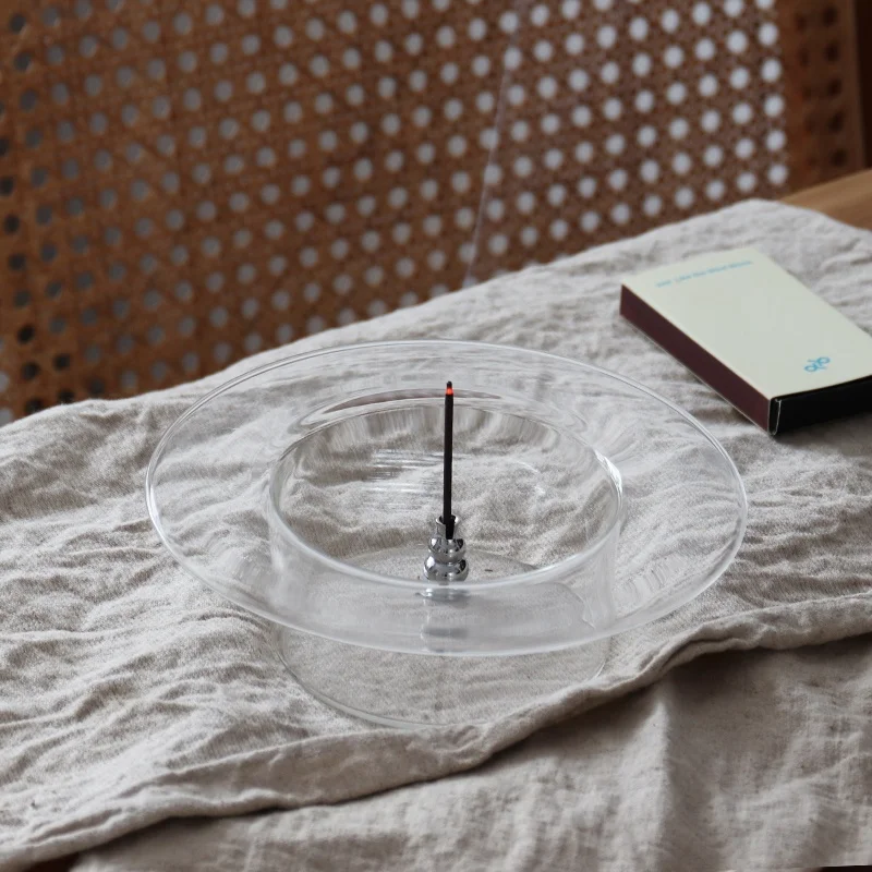 WULIHOME Glass Stainl Steel Incense Holder Tea House Aosphere Desktop Decoration Yoga Tea Room Ambiance Glass Stand