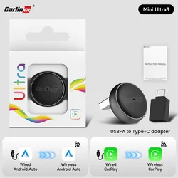 Enhanced Wireless CarPlay & Android Auto Adapter with Dual - Band WiFi and OTA Update Capability - Wired to Wireless (MINI ULTRA 3)