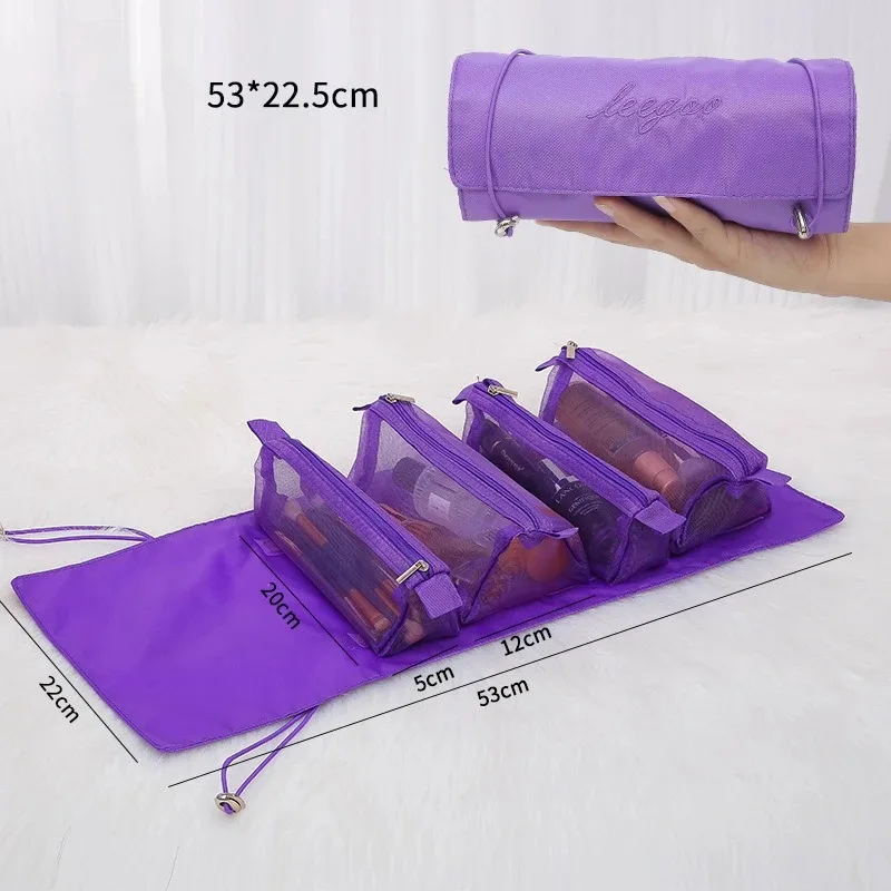 Female portable large capacity makeup bag, skincare sub packaging, toiletries bag, travel makeup brush, partitioned storage bag