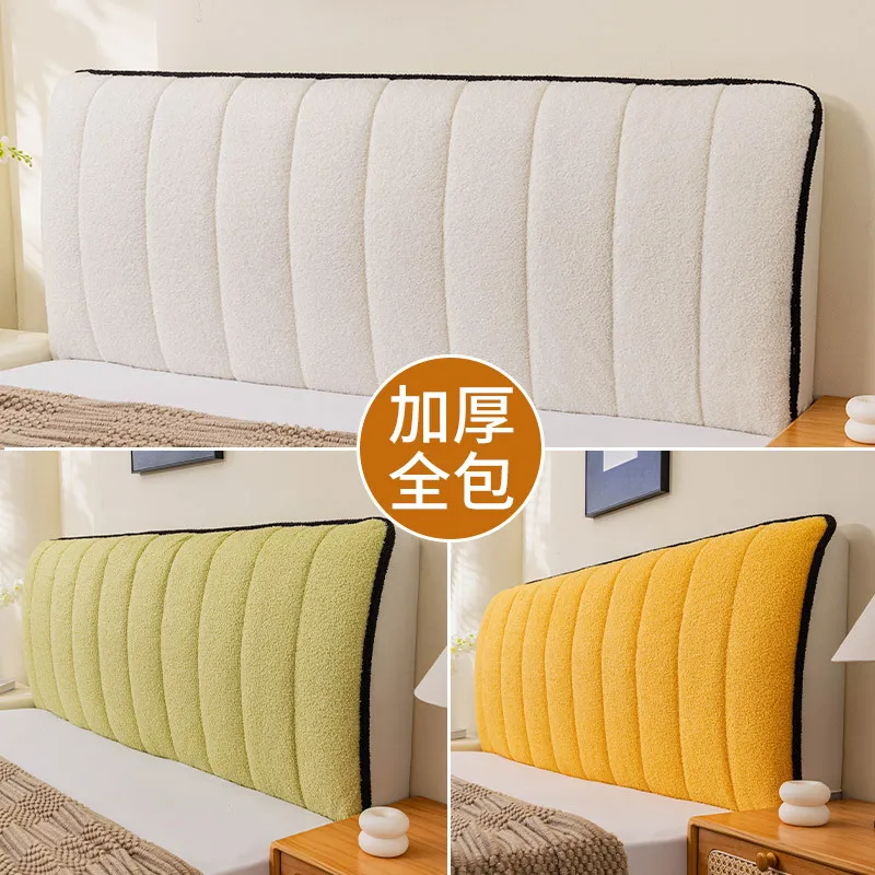 부드러운 벨벳 두꺼운 침대 헤드보드 커버 올인클루시브 헤드보드 커버 솔리드 침대 헤드 커버 침실 등받이 먼지 방지 홈 데코