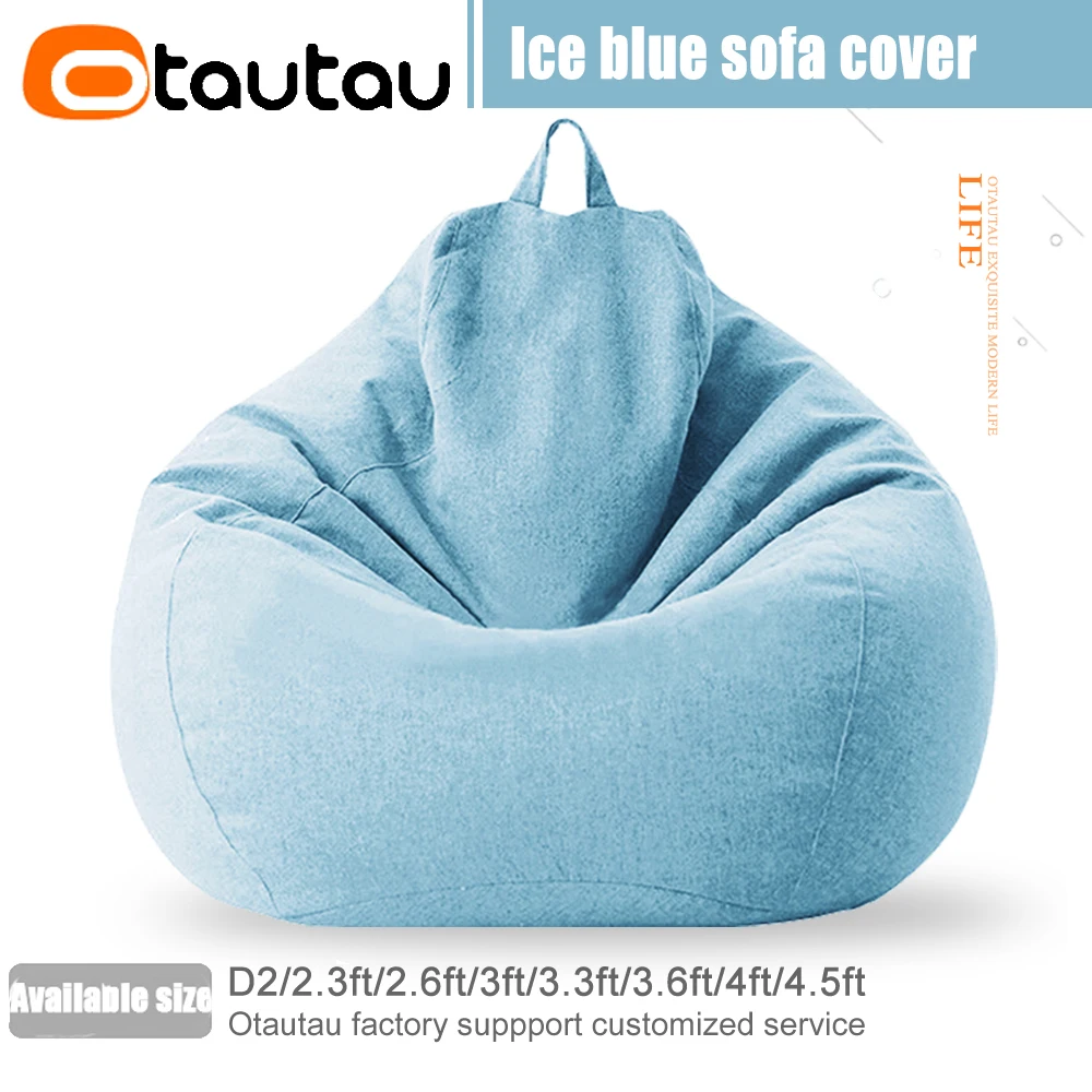 Funda para silla puff gigante transpirable y cómoda para sala de estar de  adultos, puf redondo, suave y esponjoso, sin relleno, sofá perezoso, azul