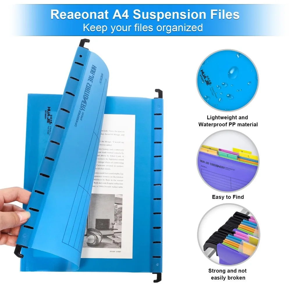 A4 Quick Labor Folder PVC Suspended Type A4 Suspension Files with Hook Color Random Hanging File Folders Home Organization