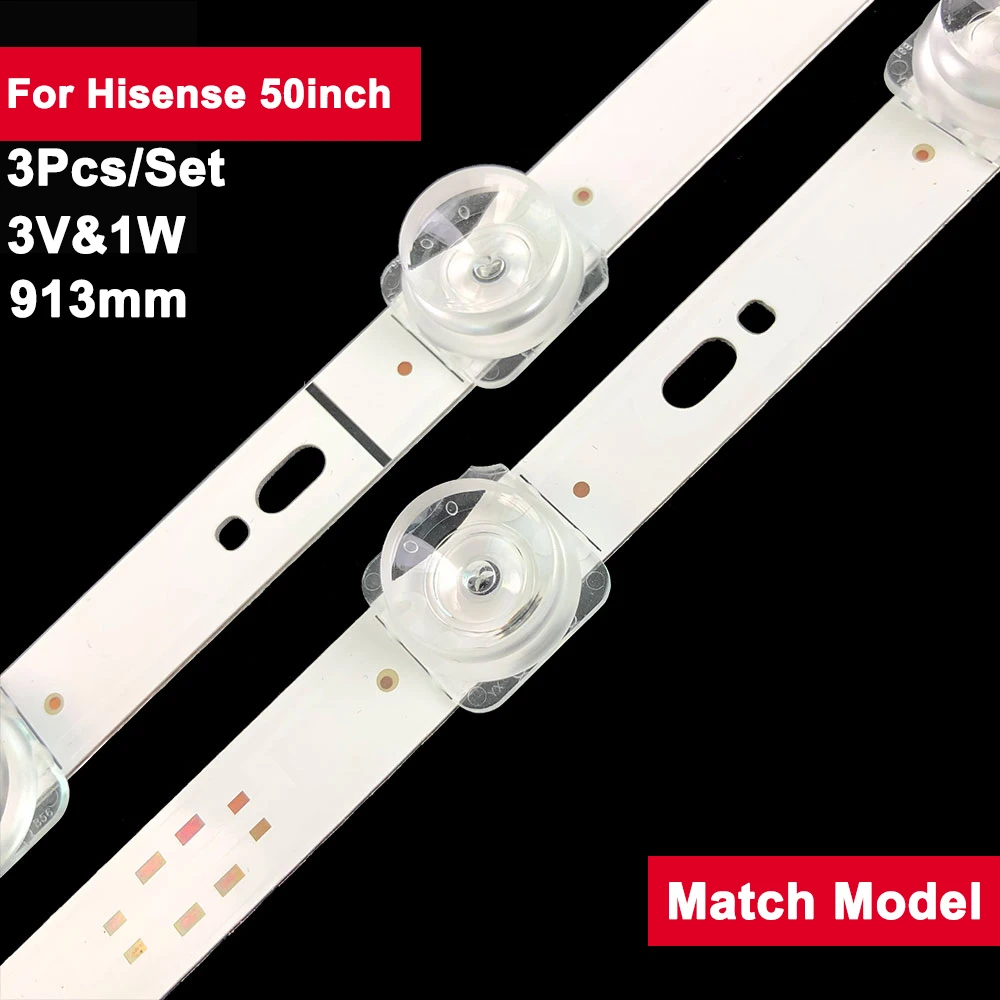 

913mm 3pcs 3V Square Lens Tv Backlights Strip For Hisense 50inch HD500X1U91-L3 50R6E3 50R6090G 50H78G 50R6090G5