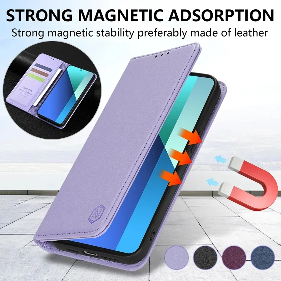 Elegant Leather Wallet Case with Magnetic Card Slot and Flip Design