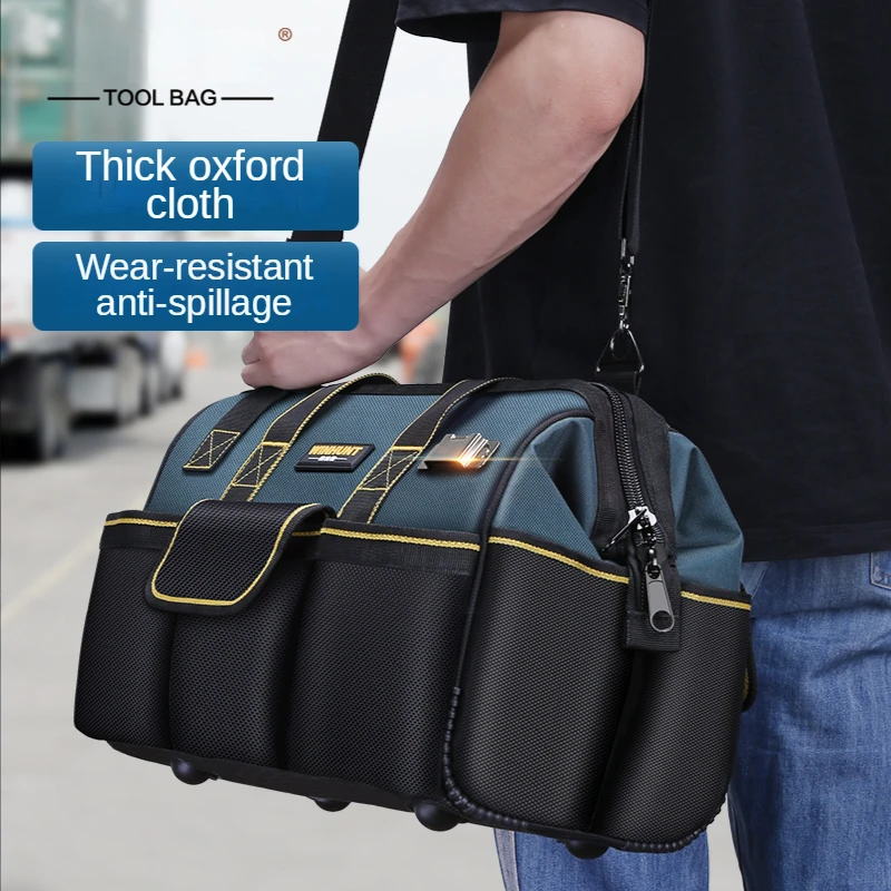 

Large Capacity Tool Bag Waterproof Oxford Cloth Hand Multi Pocket Shoulder Tool Bag Pouch Tool Case Outdoor Portable Bag