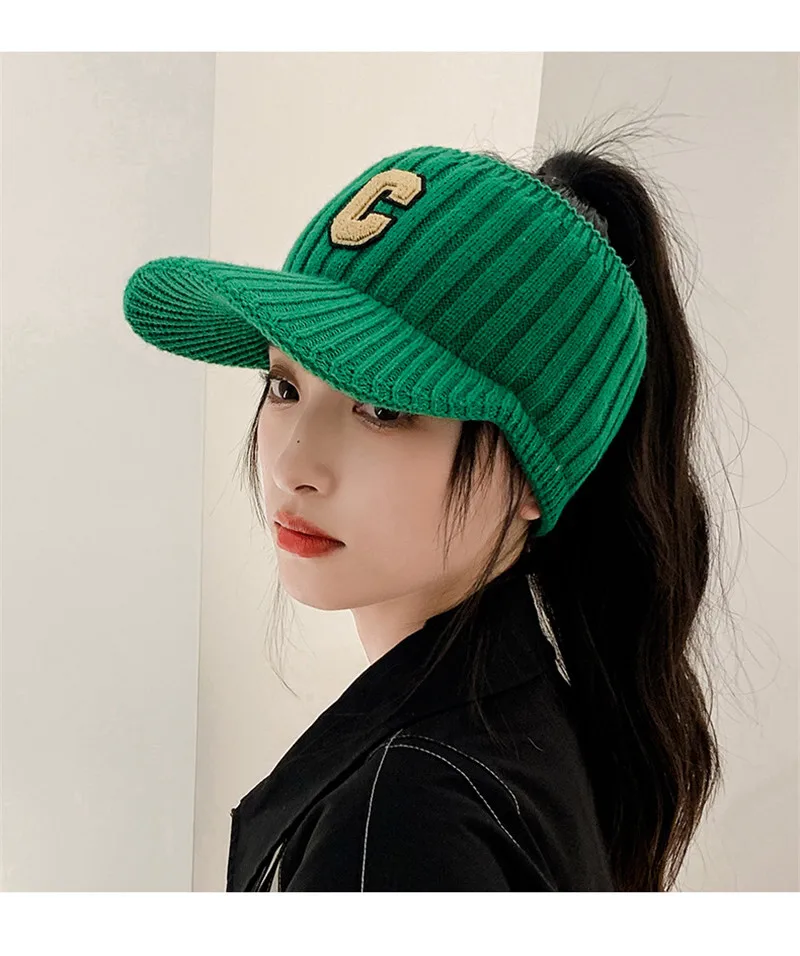 Căciulă de schi casual pentru femei, cu litere C solide, sport, unisex, iarnă caldă, vizor, pălării de agrement, șapcă gorros_voghion.com