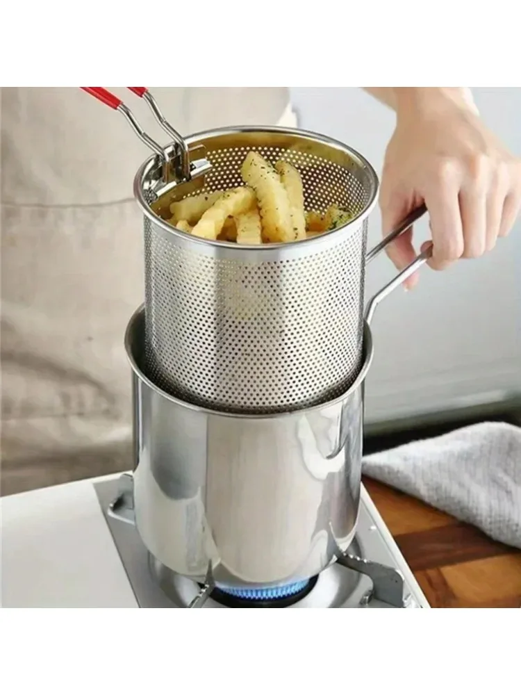 Stainless Steel Fryer with Filter Screen for French Fries Chicken Wings