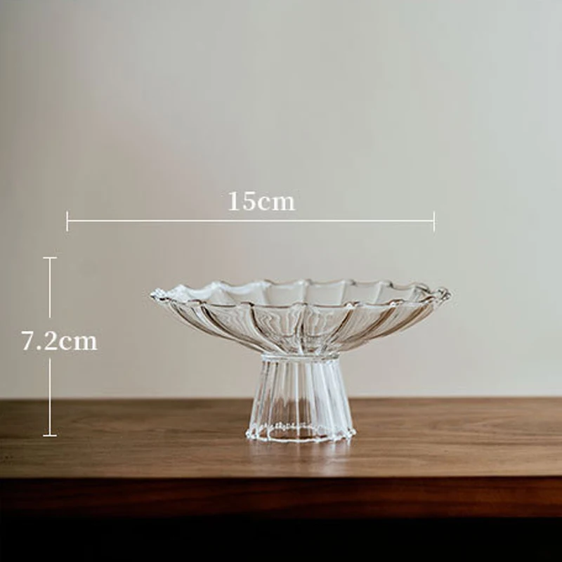 High Borosilicate Glass Fruit Bowl Home Transparent Candy Snack Tray Living Room Decoration Modern Home Decoration Plate