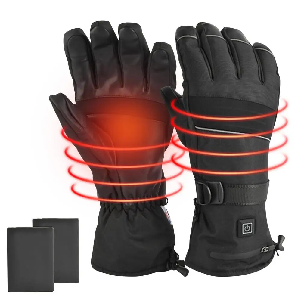 Heated Gloves For Winter Skiing Heating Thermal Gloves Rechargeable Cycling Thermal Mitten 3 Gear Adjustable Full Finger Glove