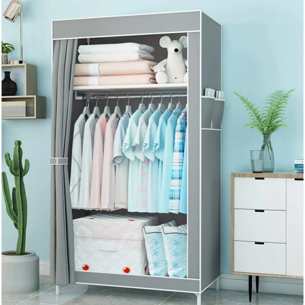 Storage Cabinet Cloth Wardrobe Fabric Wardrobe Simple Dustproof Wardrobe Assembly Fabric Cloths Closet Large-Capacity Coat Storage Cabinet Clothing Hanger Foldable Wardrobes