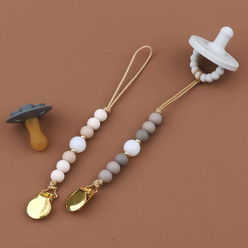 Pacifier Clips Chain Silicone Beads BPA Free DIY Dummy Clip Holder Soother Chains Baby Teething Toys Chew Shower Gifts pacifier chain pacifier clip teething toys pacifier accessories teething toy tethers teething beads teether clip