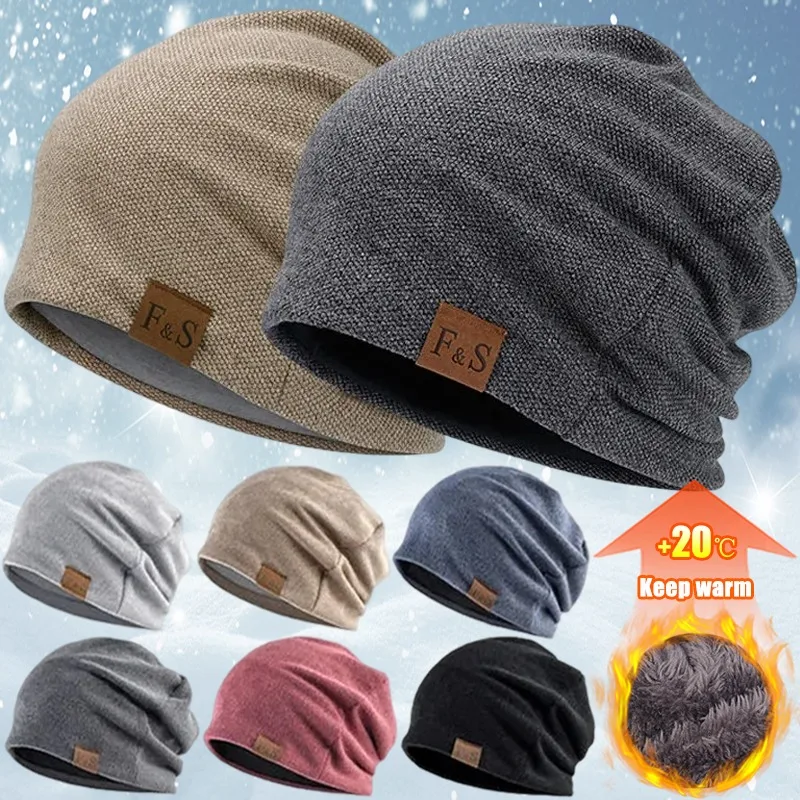 

Thicken Knitted Beanies Hat Winter Warm Women Men Punk Baggy Skullies Beanies Unisex Add Velet Casual Soft Turban Cap Bonnet