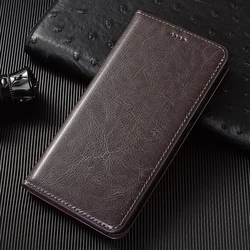 Premium Crazy Horse Genuine Leather Flip Phone Cover for Pixel 3A XL (Grey)