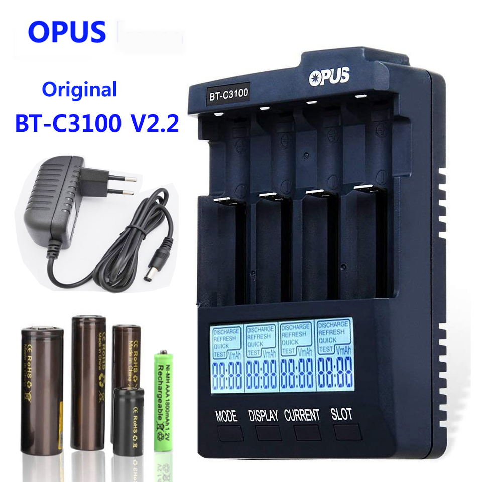 OPUS C3100 LCD Smart Battery Charger For Li-ion NiCd NiMH AA AAA 10440 14500 18650 LiFePO  Rechargeable  1.2V Batteries
