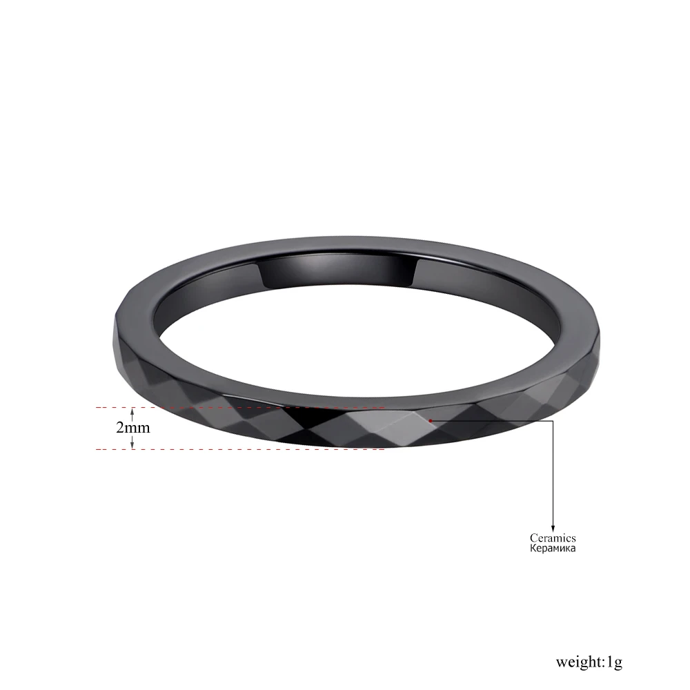 2mm Black & White Cutting Ceramics Rings Jewelry Wedding Engagement Rings For Women