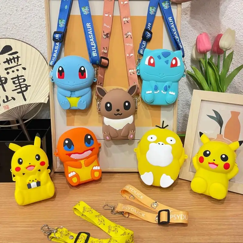 

Pokemon Anime Action Figures Pikachu Eevee Silicone Kawaii Fashion Shoulder Bag Stitch Meticulous Beautiful Children Toys Gift
