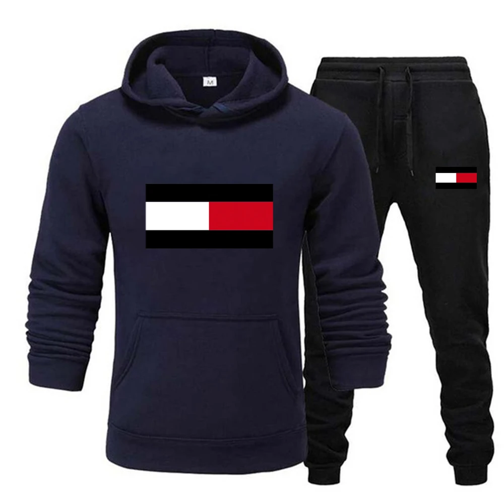 Men's Print Hoodie & Sweat Set - Ankle Zipper Details, Multi main image 0