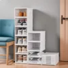 Shoes Storage Box Foldable Transparent Sneaker Shoe Organizers Cabinet Stackable Dustproof High-top Cabinet Shoe Rack Shelf 1