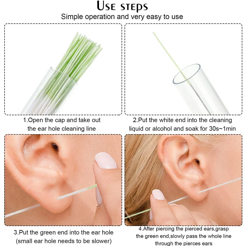 120/60pcs Ear Piercing Cleaning Effective Ear Hole Cleaner Tool Disposable Earrings Hole Clean Paper Line for Removing Dirt Odor 3