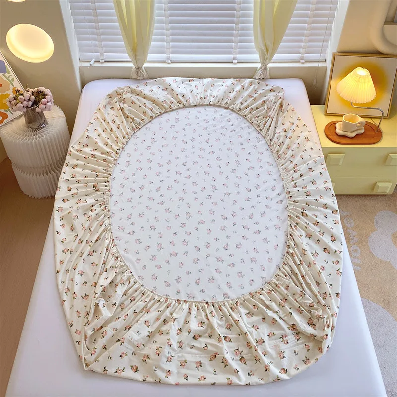 1pc Bedsheet with Elastic Band Pure Cotton Fitted Cover Adults Kids Bed Cover Home Mattress Protector couvre lit (No Pillowcase) 6