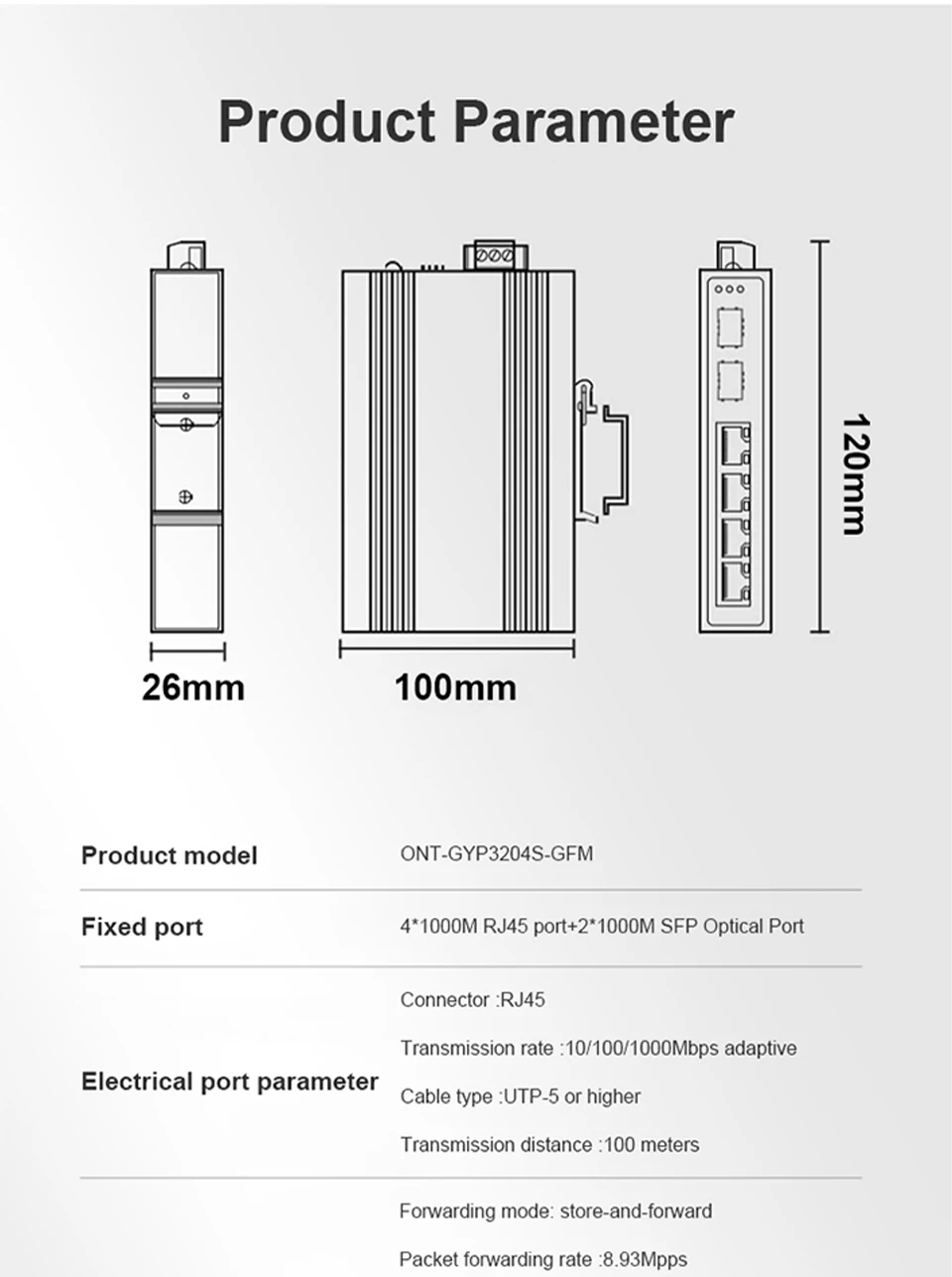 100 1000mbps + 2 slots gigabit sfp,