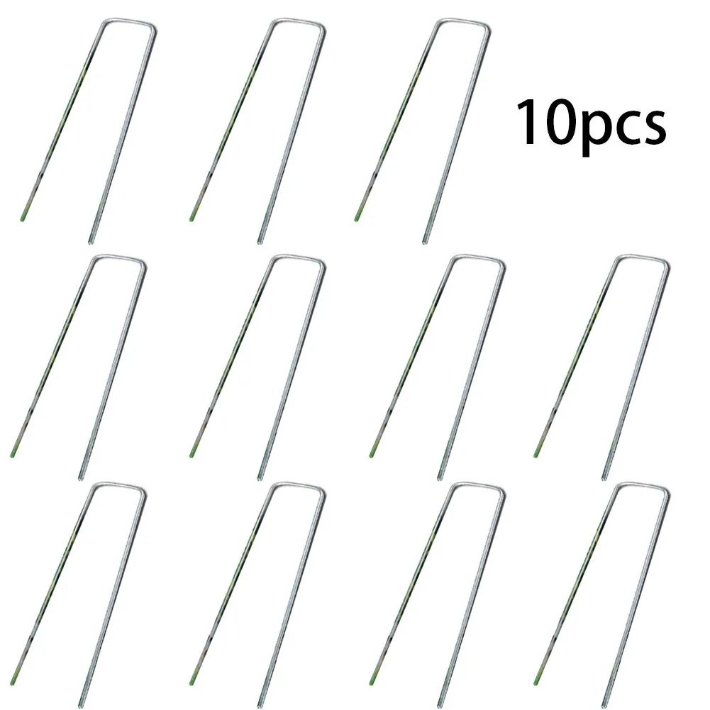 10pcs/set Garden Stakes Heavy-Duty Sod Pins Anti-Rust Fence Stakes Landscape Staples Steel Sod Pins Garden Fence Stake Home