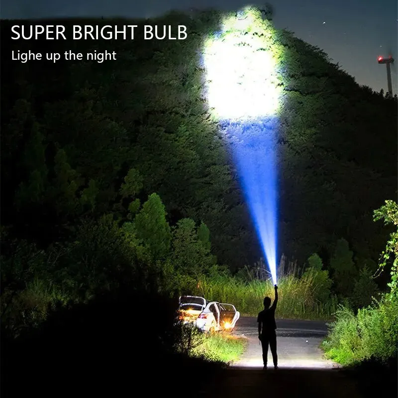 5LED 고출력 LED 손전등, 충전식 캠핑 스포트라이트, 측면 조명 포함, 3 가지 조명 모드, 야외 캠핑 모험