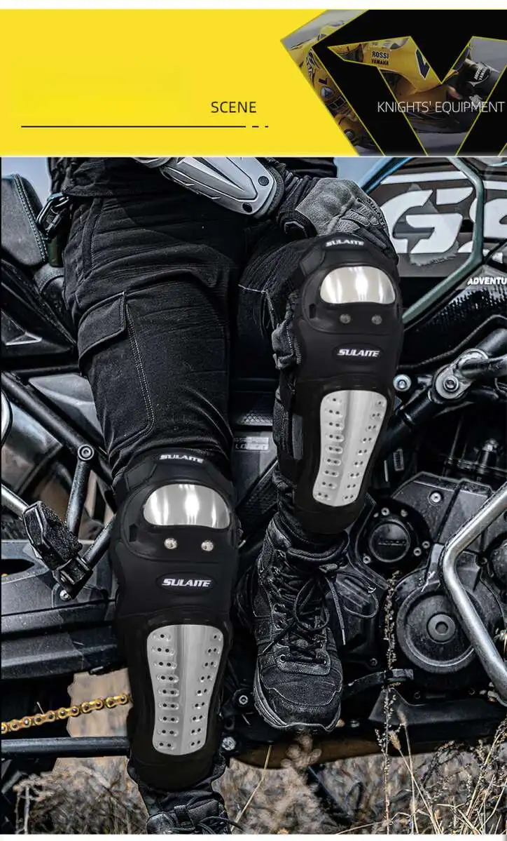 Protezioni per ginocchia e gomiti in acciaio inossidabile per tutte le stagioni, abbigliamento per motociclisti, protezioni per le gambe da corsa, sport all'aria aperta_voghion.com