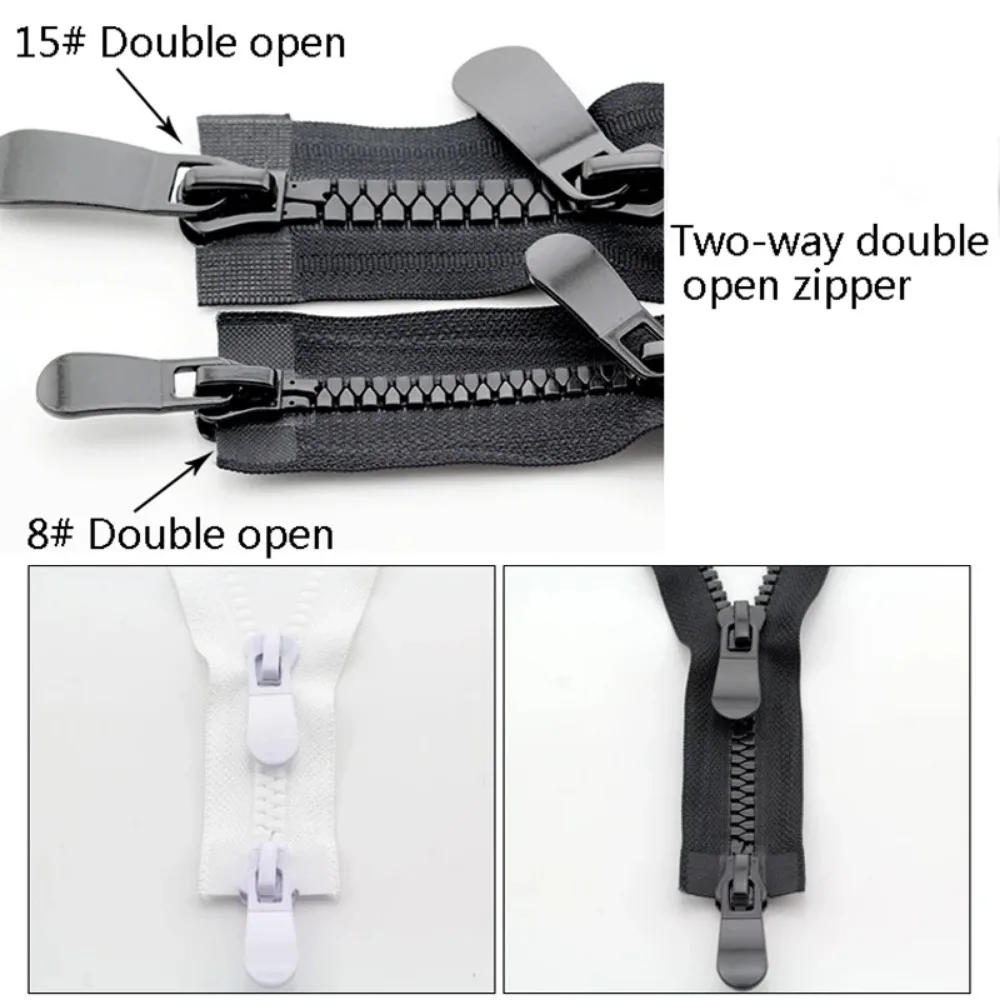 Description Picture 4 of item8# 15# Double Open Zipper Single Open Resin Zipper For Down Jacket Coat Open-end Long Zip DIY Sewing Crafts 70/80/90/100/cm
