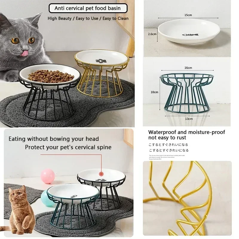 

Treats Feeding Cat Doggie Food Ceramic Stand Supplies Bowl for Pet Accessories Cats Water Drinking Raised Outdoor &amp.dogs