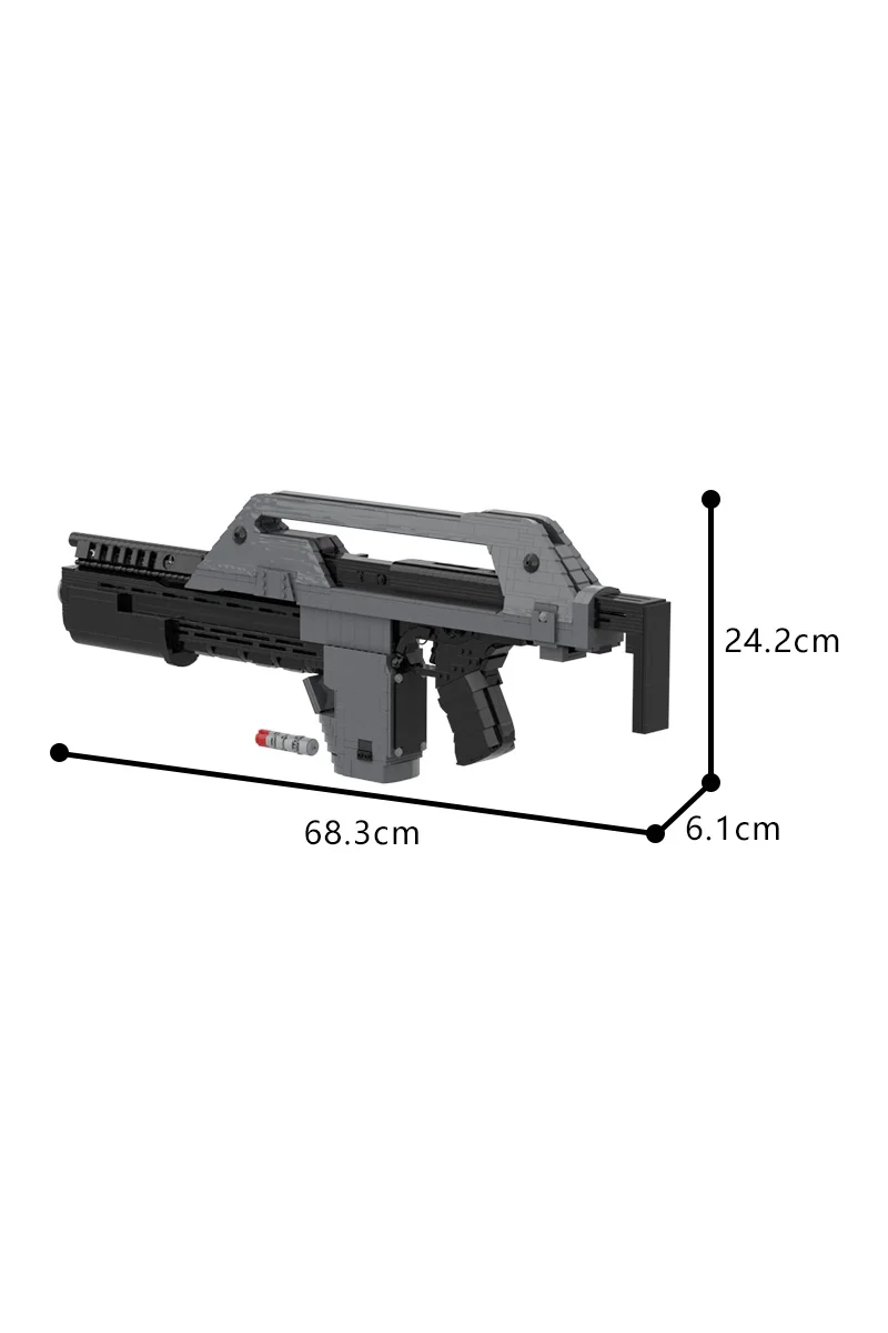 MOC Film-Aliens M41A Pulsgewehr Modellbausatz 1:1 Replik Luftgesteuertes Gewehr Militärische Waffen Montage-Bausteine Spielzeug Geschenk – Detail 4