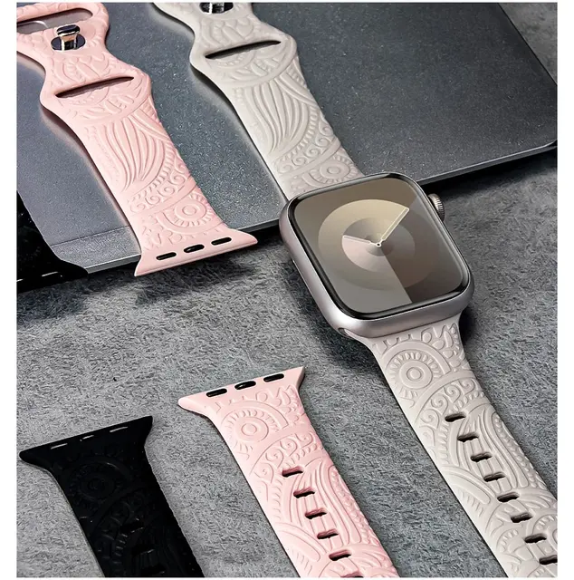 Rose Gold Groove Ring Apple Watch Band Hot Engraved Pattern
