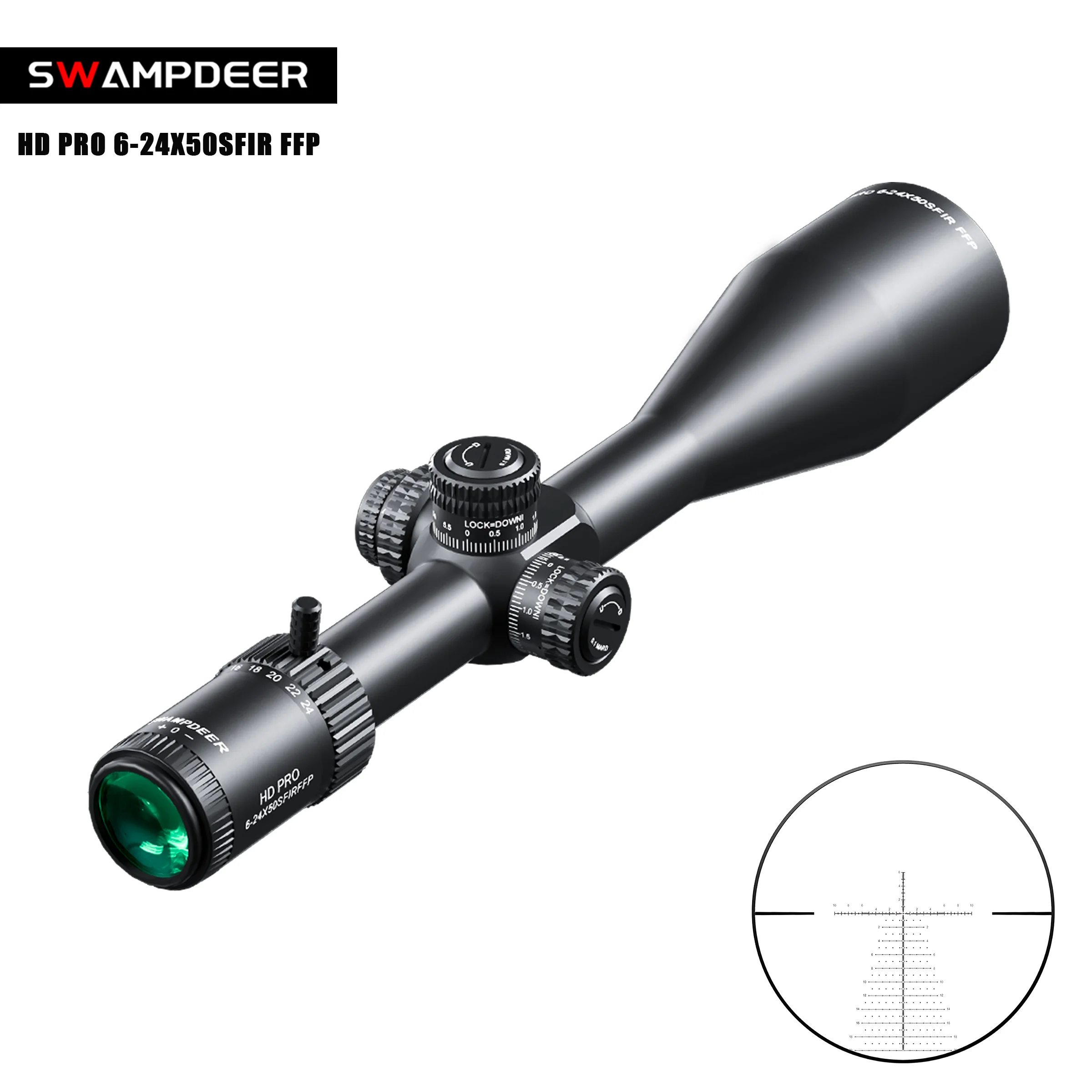 

SWAMPDEER HD PRO 6-24X50SFIR FFP Riflescope Sights Tactical for Air Guns Rifle FFP Scope Sights Optics for Hunting