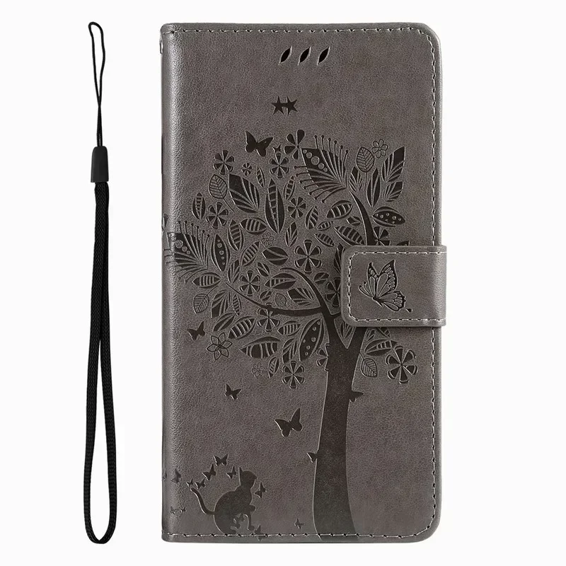 Cute Cat Tree Flip Wallet Case with Card Slots Cover