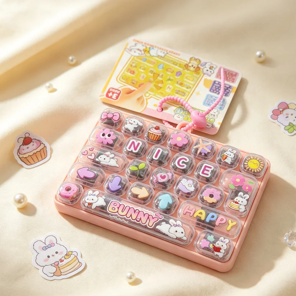 Portable Fidget Keyboard Toy with Cute Cartoon Animal Designs, 26 Keys
