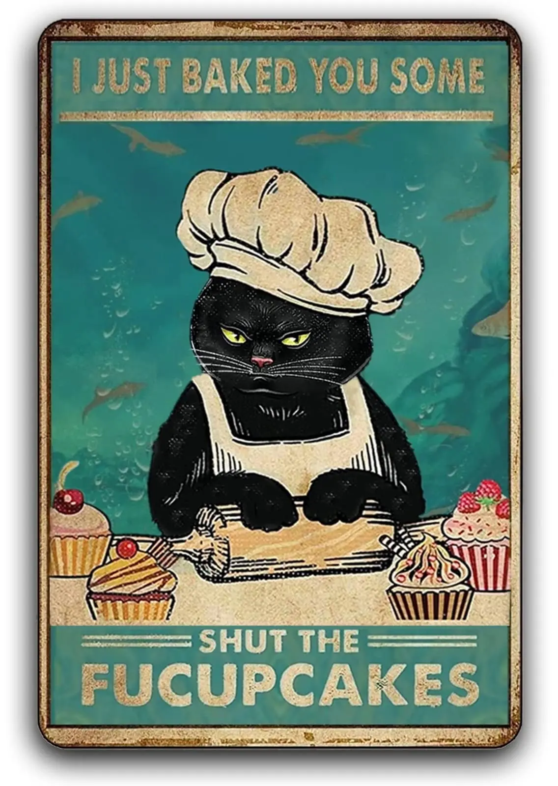 

Fmcmly забавная кошка металлические жестяные знаки винтажный котенок кухонный знак домашняя ванная кофейная бара гостиница Ретро Искусство стены декор я только что запекал вас