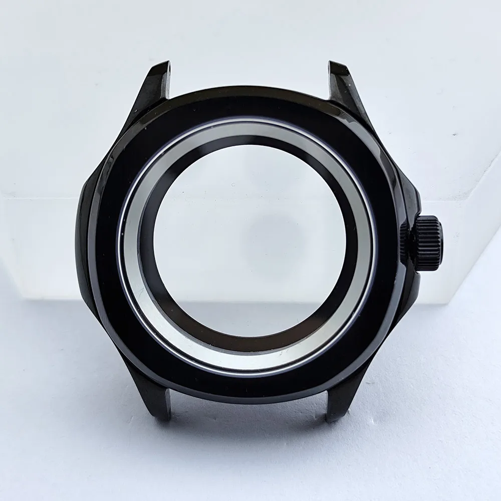Black Steel Watch Case with Sapphire Glass and Chapter Ring, 39.5mm