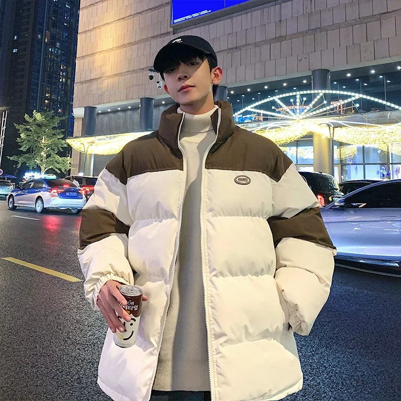 Thicken Warm Parkas Men Casual Patchwork Color Winter Jackets Male Stand Collar Winter Coats Man Padded Jacket
