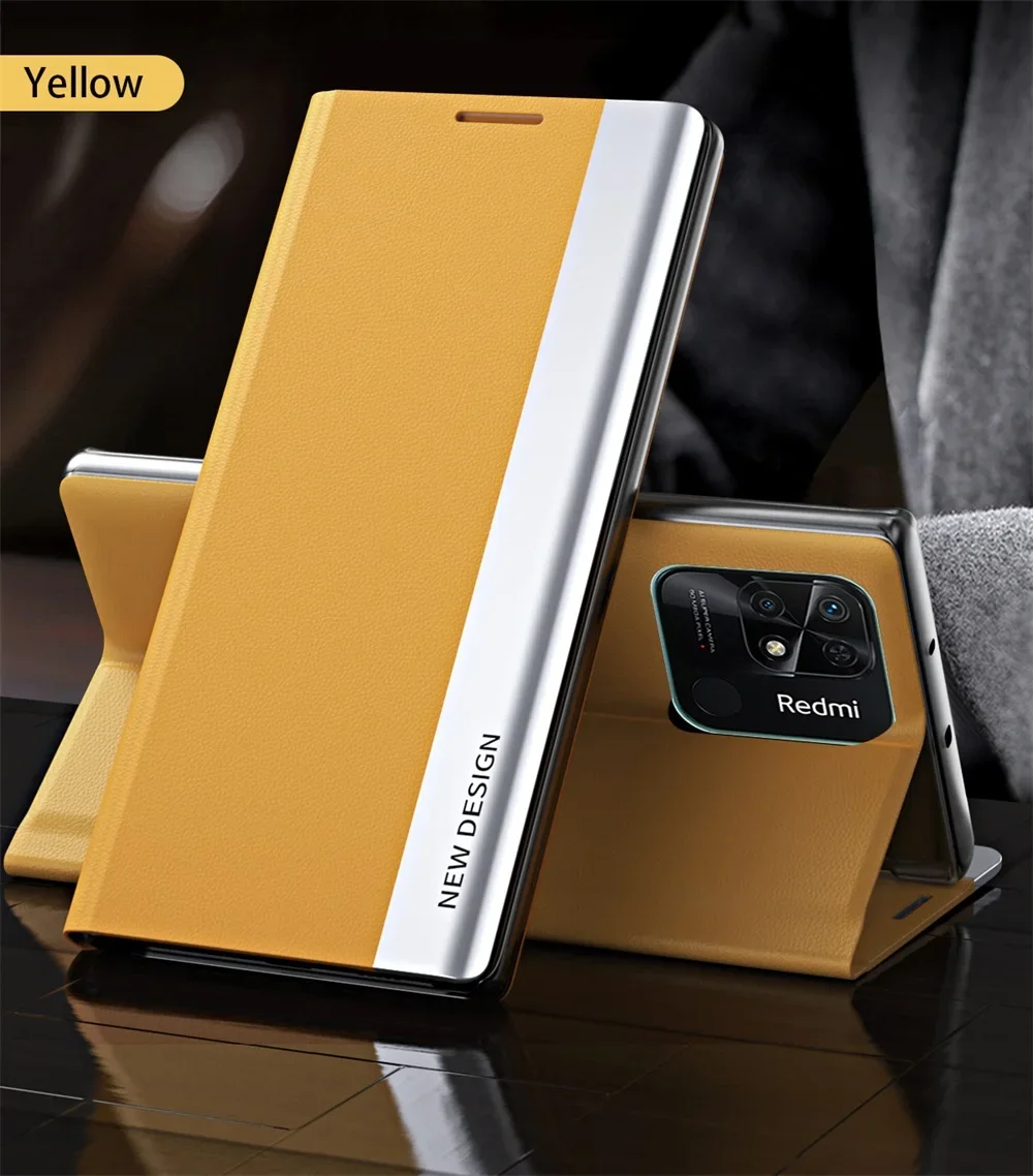 Luxury Leather Magnetic Flip Cover Wallet Case - Elegant Stand Design