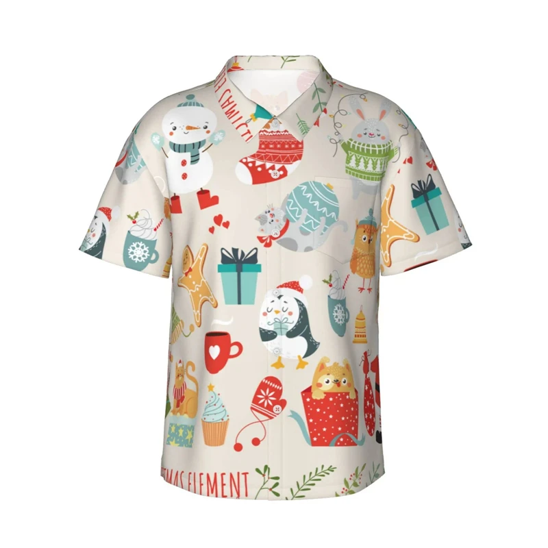 thumbnail image 1 of Camisa hawaiana con estampado 3D navideño para hombre, camisas de playa con plantas para vacaciones de verano, camisa hawaiana de manga corta con botones, camiseta de calidad superior, 1 of 5
