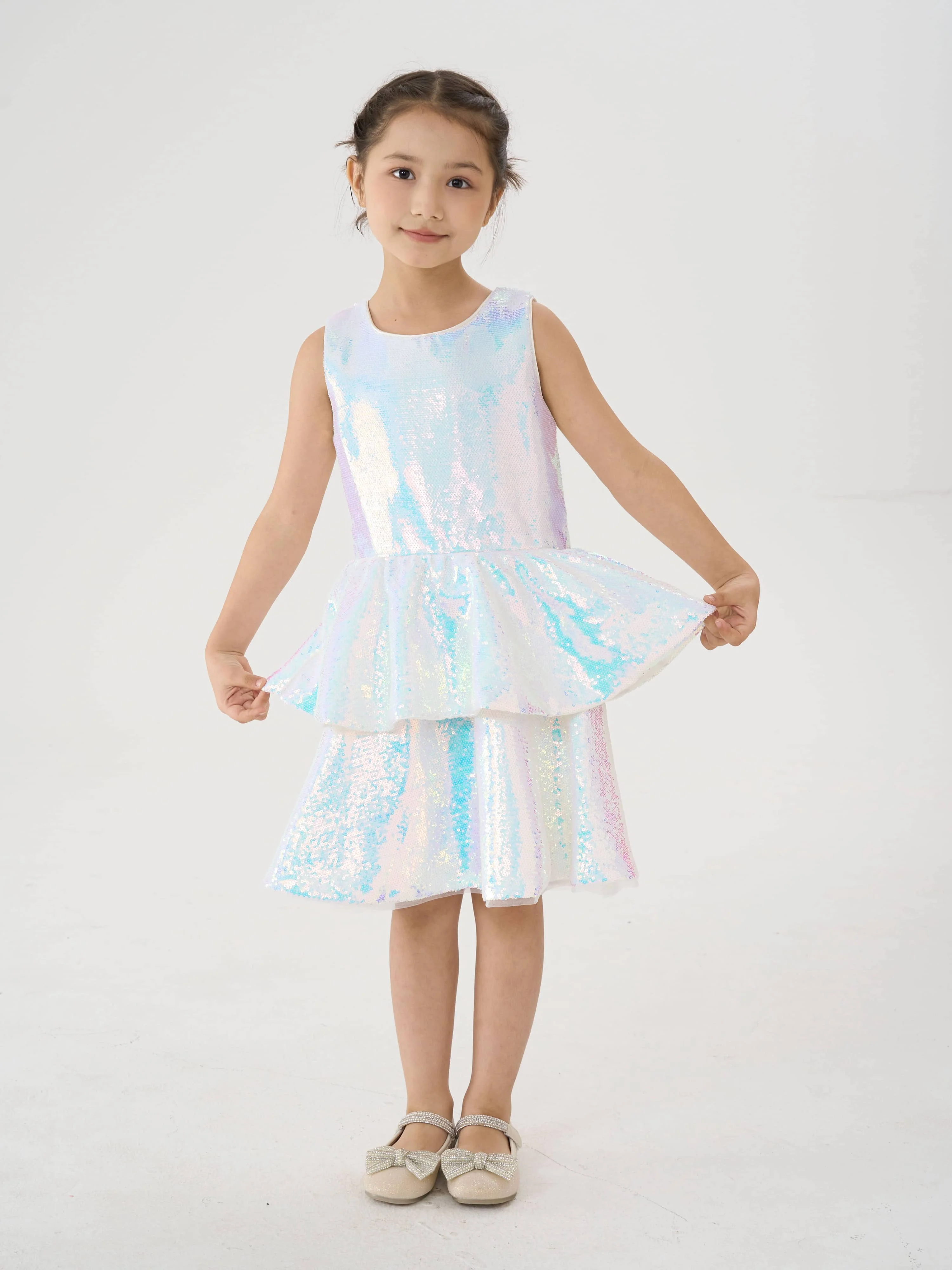 Girl Ombre Pastel Gradient Shimmer Sparkle Colorful Sequin Birthday Party Dress
