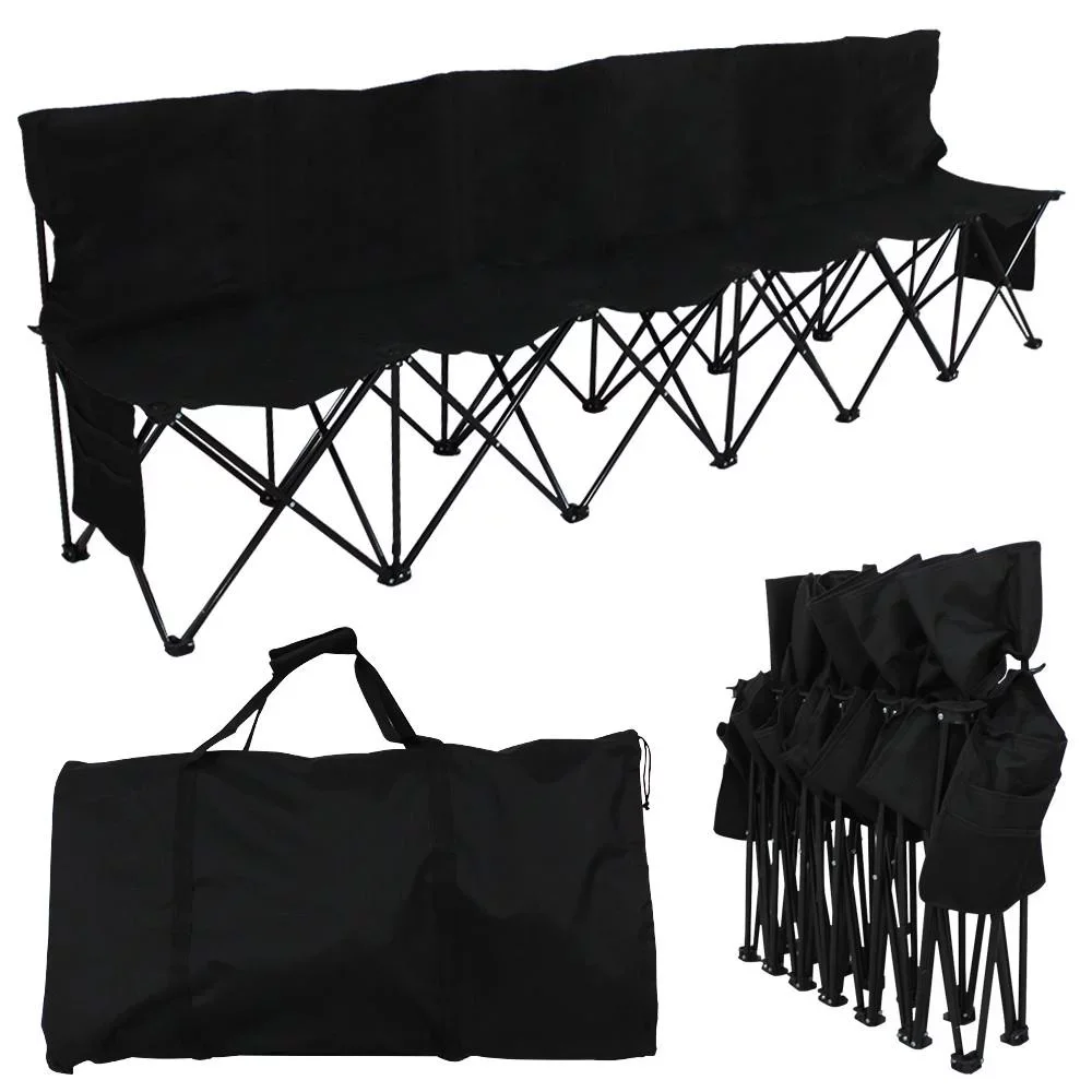 Outdoor Furniture 6 Seats Portable Folding Bench Sports Camping Black Bench Outdoor Furniture Garden Garden