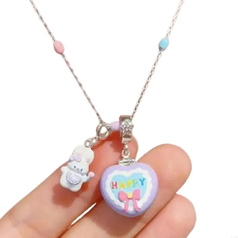 U4LF Adjustable Rabbit Heart Choker Openable Necklace Sweet Clavicle Chain Jewelry 6