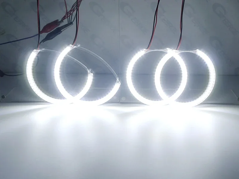 1 Paire Anneaux Halo LED Blanc/Ambre 70mm Switchback - Yeux d’Ange DRL pour Phare Voiture/Moto