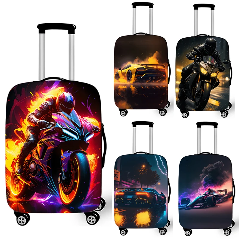 Motorcycle Racing Car Luggage Cover for Travel Motorbike Sport Car Graphic Suitcase Protective Cover Elastic Trolley Case luggage cover