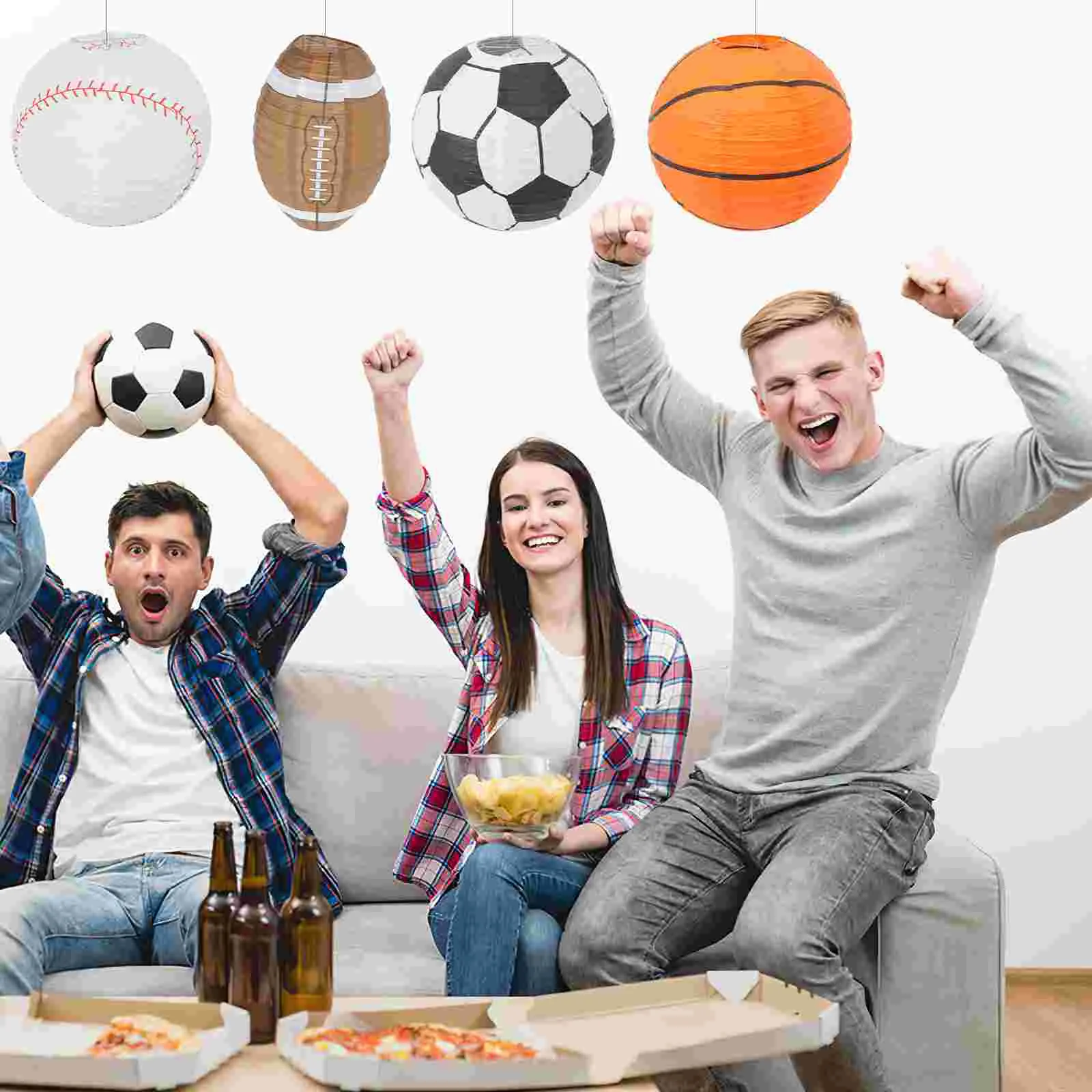 

Фонари бумажные для регби, 4 шт., декор вечерние, спортивный мяч, DIY футбольные мячи, сферический потолок для дня рождения